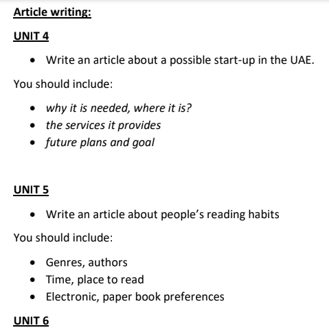 اللغة الإنجليزية Writing Review For The Final Exam للصف الثاني عشر الفصل الثالث نبراس الامارات التعليمى